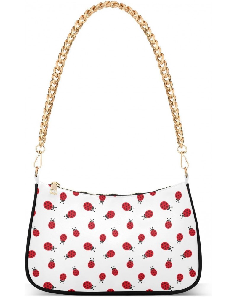 Ladybug Pattern Shoulder Bags for Women Small Handbags Mini Clutch Purse $16.49 Clutches