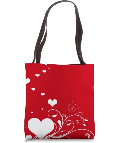 White Hearts And Curlicue Leaves With Love Tote Bag $11.51 Totes