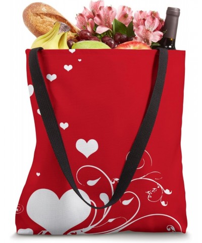 White Hearts And Curlicue Leaves With Love Tote Bag $11.51 Totes