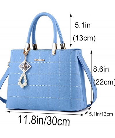 Women Fashion Handbag Designer Tote Purse PU Top Handle Shoulder Bag with Pendant (Rose) Sky Blue $29.22 Totes