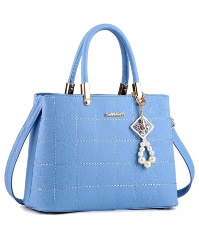 Women Fashion Handbag Designer Tote Purse PU Top Handle Shoulder Bag with Pendant (Rose) Sky Blue $29.22 Totes