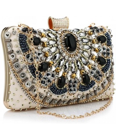 Womens Beaded Clutch Bag Party Prom Evening Wedding Clutch Bag Purse, Shoulder Bag Crossbody Bag with Chain Strap Gold $12.18...