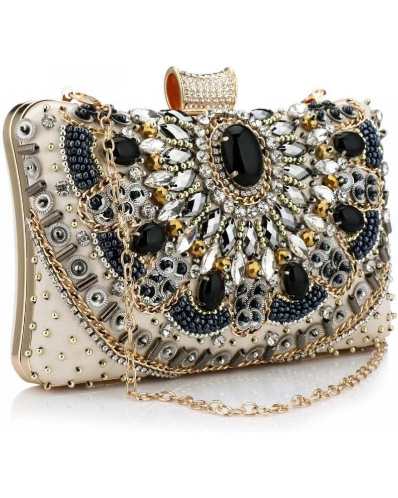 Womens Beaded Clutch Bag Party Prom Evening Wedding Clutch Bag Purse, Shoulder Bag Crossbody Bag with Chain Strap Gold $12.18...