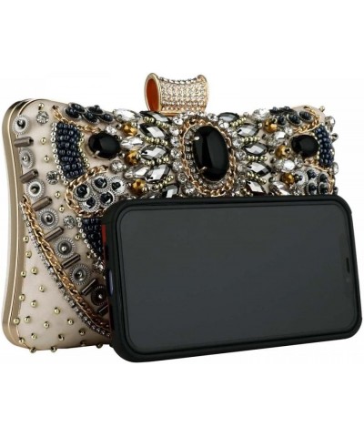 Womens Beaded Clutch Bag Party Prom Evening Wedding Clutch Bag Purse, Shoulder Bag Crossbody Bag with Chain Strap Gold $12.18...