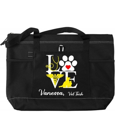 Personalized Vet Tech Tote Bag, Custom Veterinary Technician Zippered Bag Mesh Pockets, Gift for Vet Tech Week Dog Pet Lovers...