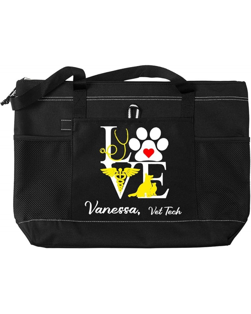 Personalized Vet Tech Tote Bag, Custom Veterinary Technician Zippered Bag Mesh Pockets, Gift for Vet Tech Week Dog Pet Lovers...