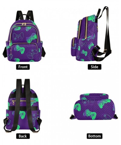 Women Backpack Vintage Game Joystick Green Purple Anti-Theft Travel Backpack with Luggage Belt Lightweight Handbag Lady Purse...