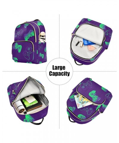 Women Backpack Vintage Game Joystick Green Purple Anti-Theft Travel Backpack with Luggage Belt Lightweight Handbag Lady Purse...