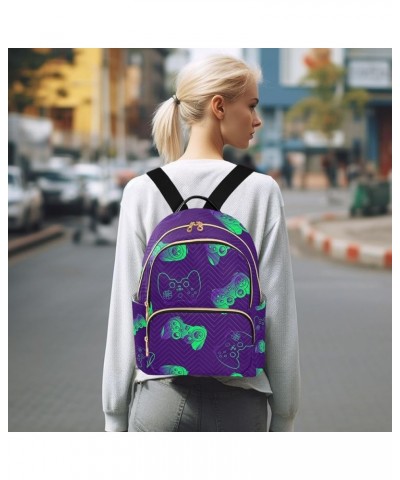 Women Backpack Vintage Game Joystick Green Purple Anti-Theft Travel Backpack with Luggage Belt Lightweight Handbag Lady Purse...