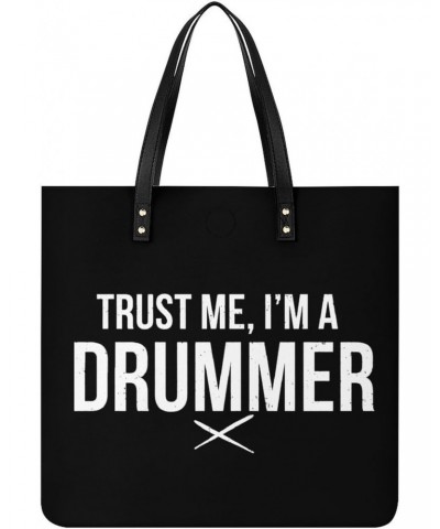 Trust Me, I'm A Drummer Tote Bags PU Leather Shoulder Bag Purses Work Tote Handbags for Women Men $18.62 Totes