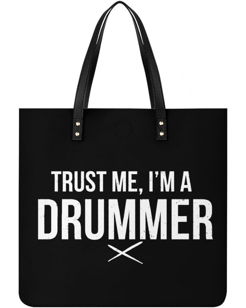 Trust Me, I'm A Drummer Tote Bags PU Leather Shoulder Bag Purses Work Tote Handbags for Women Men $18.62 Totes