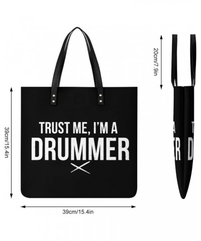 Trust Me, I'm A Drummer Tote Bags PU Leather Shoulder Bag Purses Work Tote Handbags for Women Men $18.62 Totes