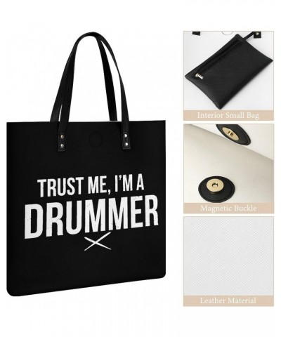 Trust Me, I'm A Drummer Tote Bags PU Leather Shoulder Bag Purses Work Tote Handbags for Women Men $18.62 Totes