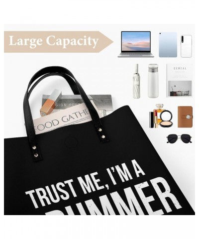 Trust Me, I'm A Drummer Tote Bags PU Leather Shoulder Bag Purses Work Tote Handbags for Women Men $18.62 Totes