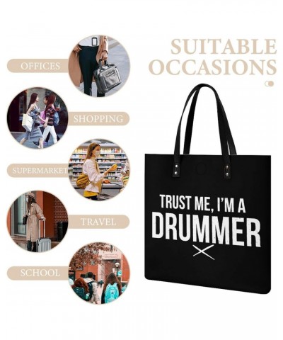 Trust Me, I'm A Drummer Tote Bags PU Leather Shoulder Bag Purses Work Tote Handbags for Women Men $18.62 Totes