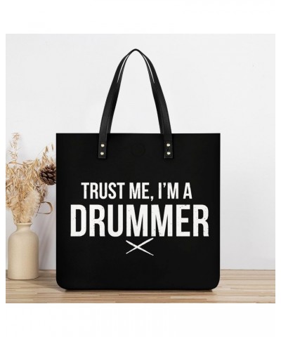 Trust Me, I'm A Drummer Tote Bags PU Leather Shoulder Bag Purses Work Tote Handbags for Women Men $18.62 Totes