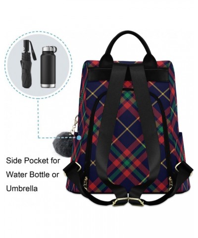 Red Blue Check Backpack Purse for Women Anti Theft Fashion Back Pack Shoulder Bag $19.20 Backpacks