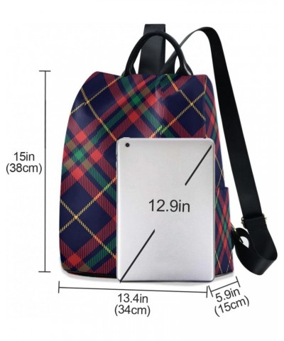 Red Blue Check Backpack Purse for Women Anti Theft Fashion Back Pack Shoulder Bag $19.20 Backpacks