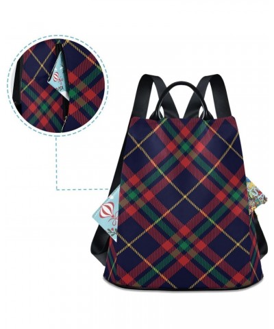 Red Blue Check Backpack Purse for Women Anti Theft Fashion Back Pack Shoulder Bag $19.20 Backpacks