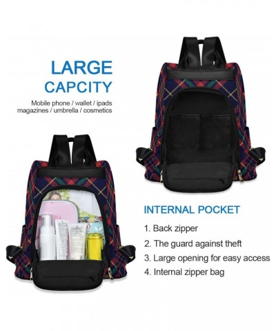 Red Blue Check Backpack Purse for Women Anti Theft Fashion Back Pack Shoulder Bag $19.20 Backpacks