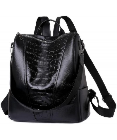 Backpack for Women Fashion PU Leather Anti-Theft Multipurpose Satchel Ladies Retro Work Handbags Shoulder Bags Black $28.34 B...