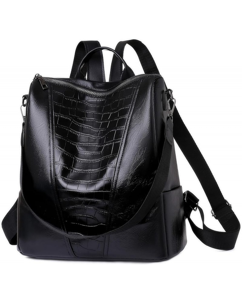 Backpack for Women Fashion PU Leather Anti-Theft Multipurpose Satchel Ladies Retro Work Handbags Shoulder Bags Black $28.34 B...