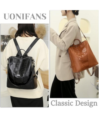 Backpack for Women Fashion PU Leather Anti-Theft Multipurpose Satchel Ladies Retro Work Handbags Shoulder Bags Black $28.34 B...