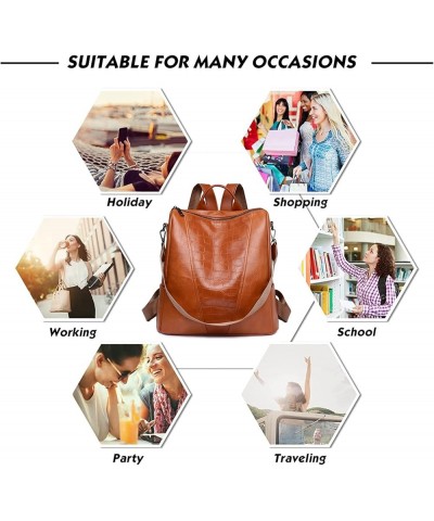 Backpack for Women Fashion PU Leather Anti-Theft Multipurpose Satchel Ladies Retro Work Handbags Shoulder Bags Black $28.34 B...