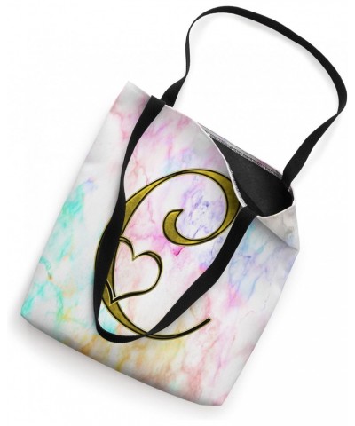 Yellow Heart Letter C Rainbow Paint Tie Dye Initial Name Tote Bag $12.02 Totes