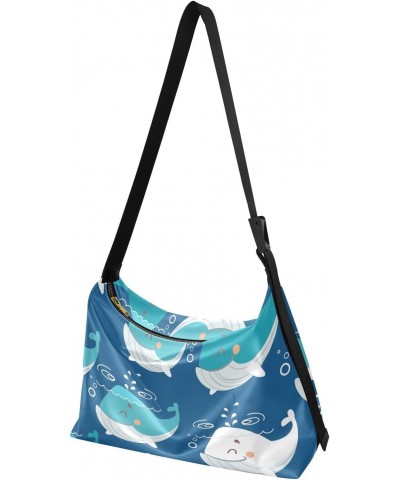 Cute Whale Crossbody Bag Hobo Handbag Purse Fashion PU Leather Shoulder Bags for Women $15.30 Hobo Bags