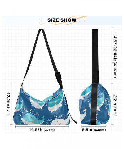 Cute Whale Crossbody Bag Hobo Handbag Purse Fashion PU Leather Shoulder Bags for Women $15.30 Hobo Bags