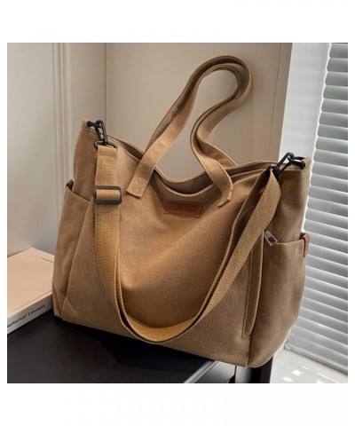 Canvas Handbag Shoulder Bag Women Vintage Hobo Top Handle Shopping Crossbody Bag Tote Beach Large Capacity Bags Khaki $17.13 ...