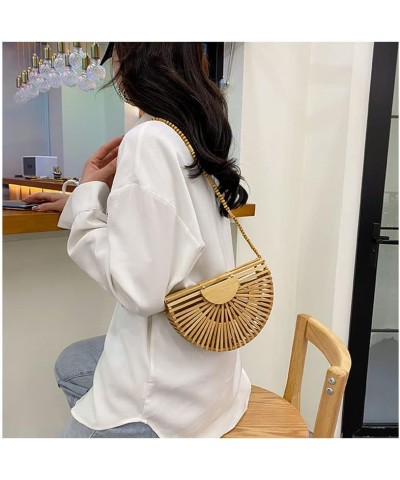 Straw Bag Woman Beaded Shoulder Crossbody Bags Hand Woven Handbags Bohemia Bamboo Weaving Female Beach Bag L Khaki Straw Bag ...