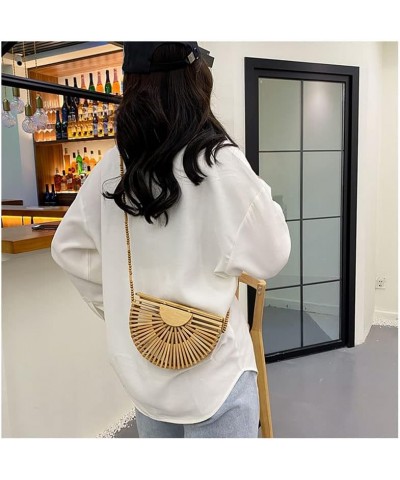 Straw Bag Woman Beaded Shoulder Crossbody Bags Hand Woven Handbags Bohemia Bamboo Weaving Female Beach Bag L Khaki Straw Bag ...