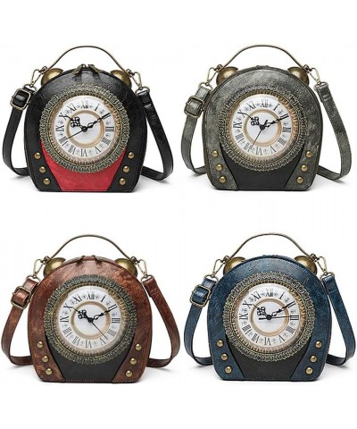 Real Working Clock Handbags Purse Antique Steampunk Shoulder Bag PU Messenger Bag Brown $20.33 Shoulder Bags