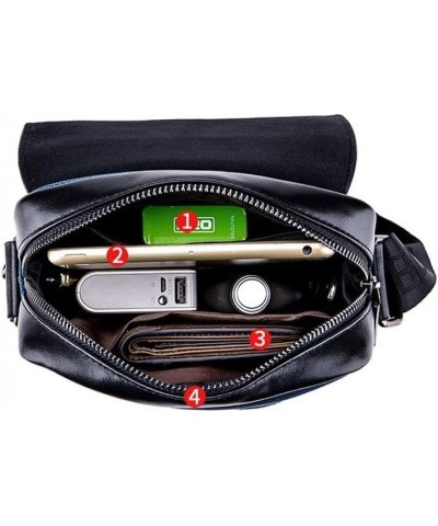 Men's Cow Leather Crossbody Bag Men's Casual Zipper Shoulder Bag Adjustable Shoulder Strap Red $31.96 Shoulder Bags