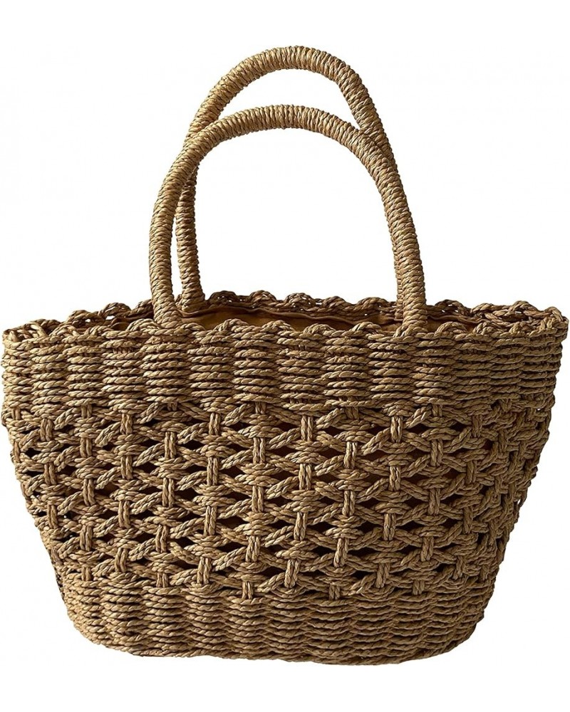 Woven Straw Bag Top-handle Handbags Leisure Fashion Style Easy Matching Khaki $9.24 Shoulder Bags