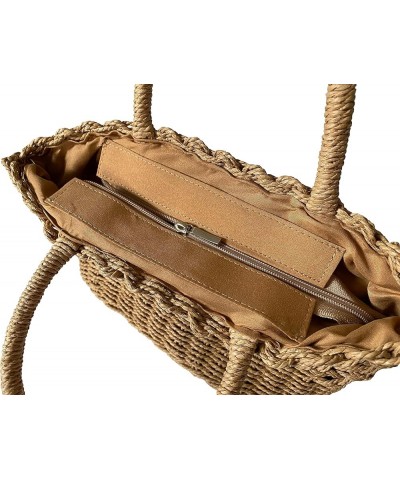 Woven Straw Bag Top-handle Handbags Leisure Fashion Style Easy Matching Khaki $9.24 Shoulder Bags