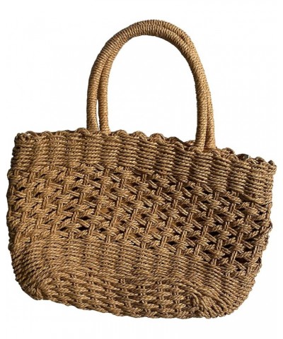 Woven Straw Bag Top-handle Handbags Leisure Fashion Style Easy Matching Khaki $9.24 Shoulder Bags