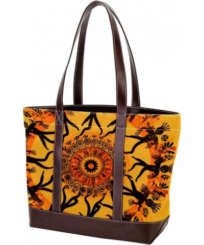 The Tote Bag For Women,Tote Bag With Zipper,Canvas Tote Bag,African Dance Mandala Flower Handbags $21.42 Totes