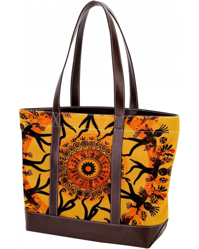 The Tote Bag For Women,Tote Bag With Zipper,Canvas Tote Bag,African Dance Mandala Flower Handbags $21.42 Totes