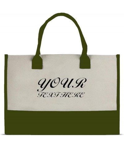 Premium Quality Personalized 100% Cotton Canvas Chic Tote Bag Olive - Customize $14.68 Totes