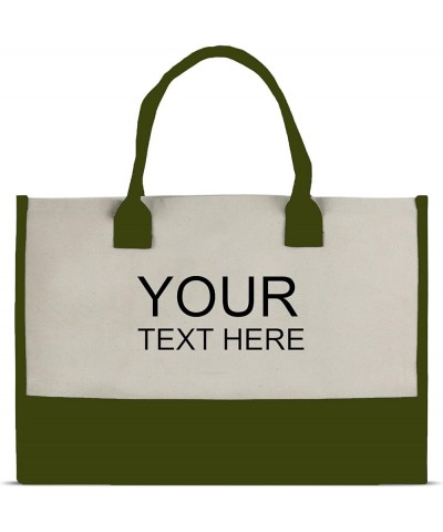 Premium Quality Personalized 100% Cotton Canvas Chic Tote Bag Olive - Customize $14.68 Totes