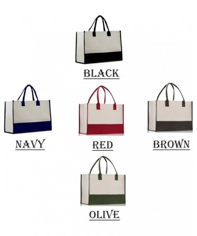 Premium Quality Personalized 100% Cotton Canvas Chic Tote Bag Olive - Customize $14.68 Totes