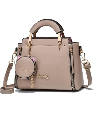 Fashion Purses and Handbags for Women Ladies Leather Top Handle Satchel Shoulder Bags Small Totes Khaki $13.40 Totes