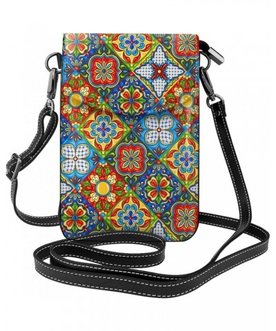 Crossbody Phone Bags for Women Leather Cell Phone Purse Lightweight Cell Phone Wallet Mexican Art Floral $17.04 Crossbody Bags