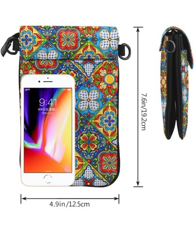 Crossbody Phone Bags for Women Leather Cell Phone Purse Lightweight Cell Phone Wallet Mexican Art Floral $17.04 Crossbody Bags