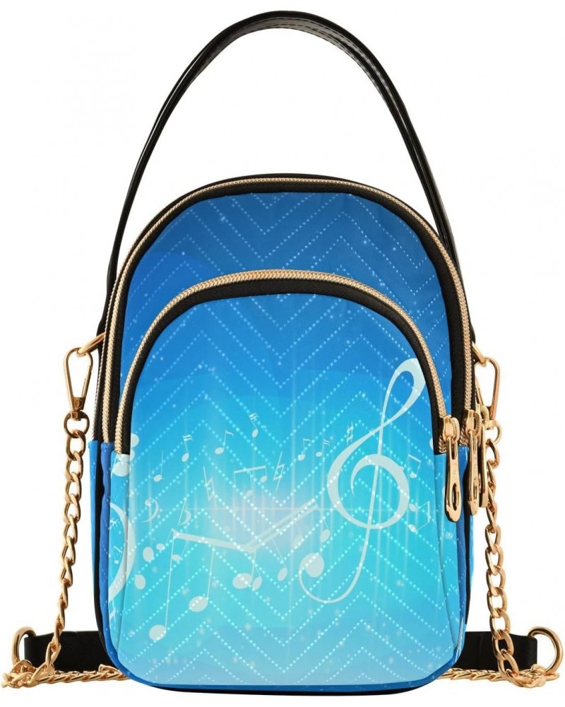 Chain Crossbody Bags for Women Colorful Musical Note Background Quilted Shoulder Crossbody Handbags Travel Cross Body Cell Ph...