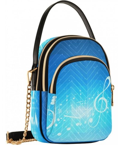 Chain Crossbody Bags for Women Colorful Musical Note Background Quilted Shoulder Crossbody Handbags Travel Cross Body Cell Ph...