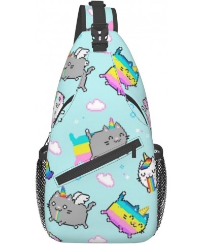 Cat Unicorn Caticorn Cross Chest Bag Diagonally Unisex Crossbody Backpack Travel Backpack, Lightweight Casual Chest Daypack, ...